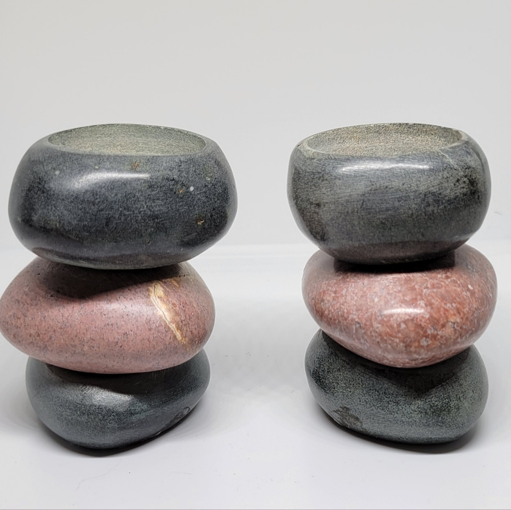 Natural Stacked Stone Votive Tea Light Candle Holders Stone